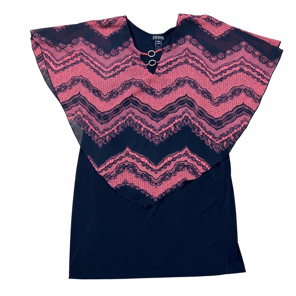 Enfocus Cape Dress Women’s Sz 16W Black Knit Sleeveless Pullover V Neck - Picture 3 of 8